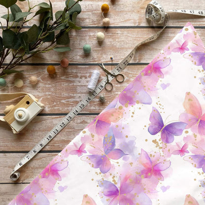 „Schmetterlinge Stoff Meterware – ideal für Kinderkleidung & Aquarellmotive“