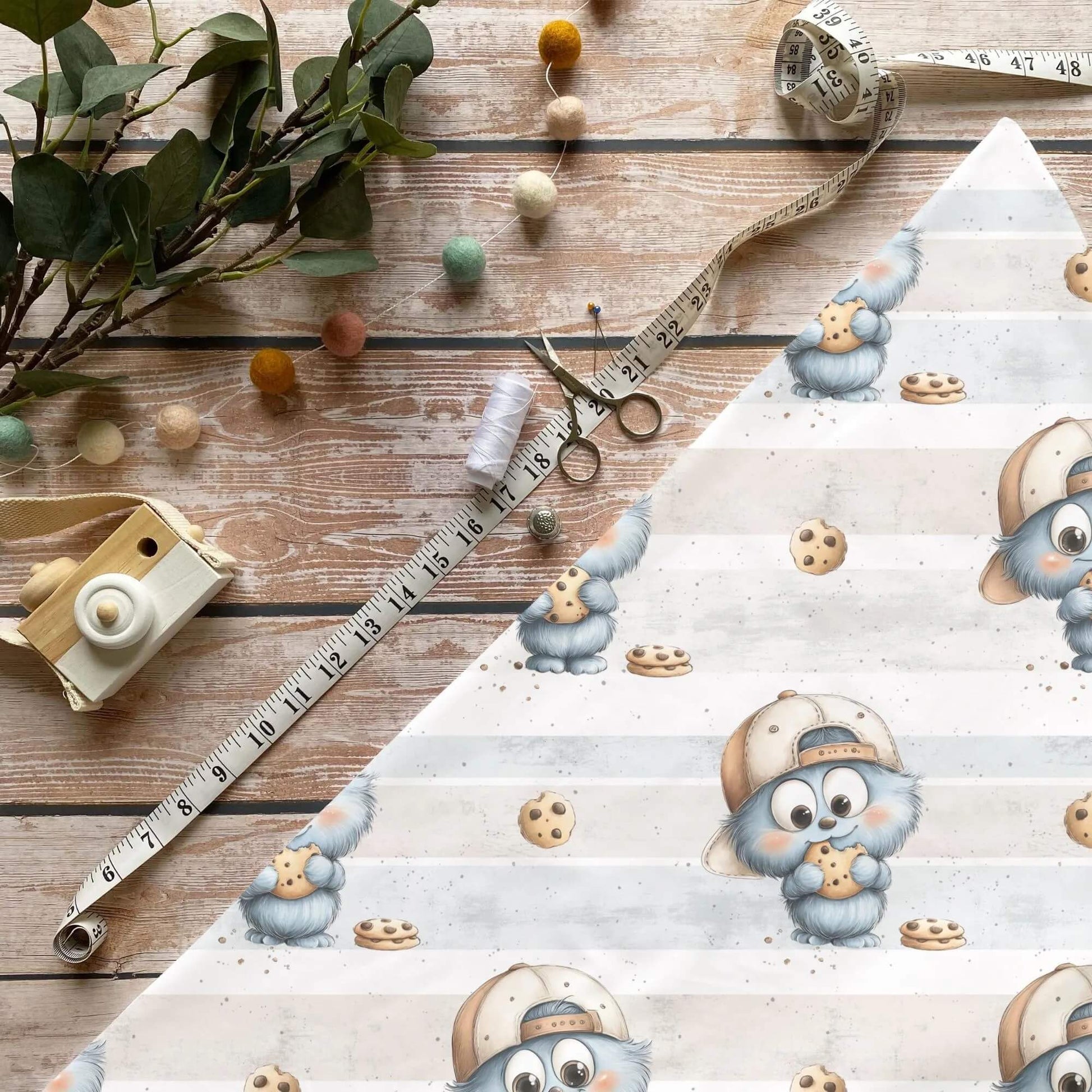 Cookie Monster Stoff Meterware Kinderstoffe Jersey Baumwolle
