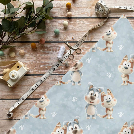 „Hunde Duo Stoff Meterware – ideal für Kinderkleidung & Tiermotive“