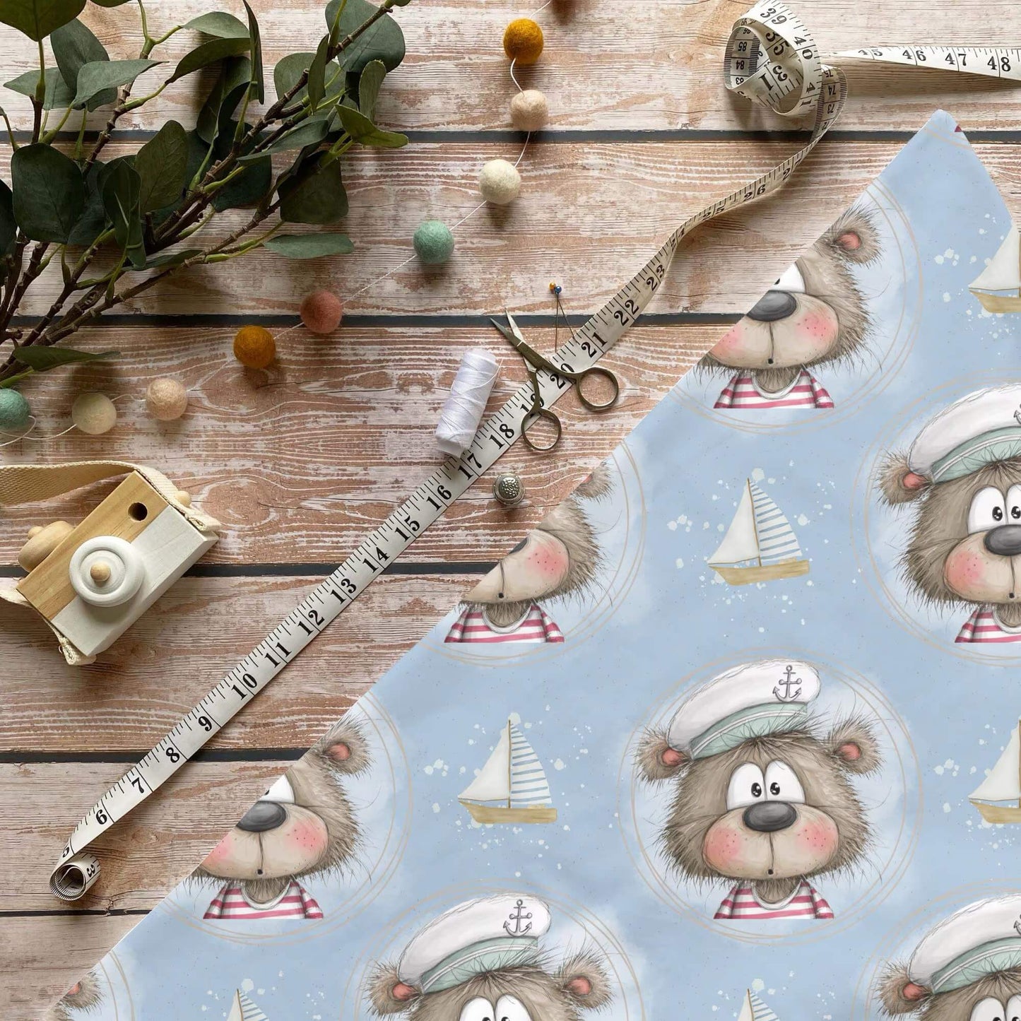 Ahoi Bär Stoff Meterware für maritime Kinderkleidung