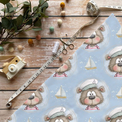 Ahoi Bär Stoff Meterware für maritime Kinderkleidung