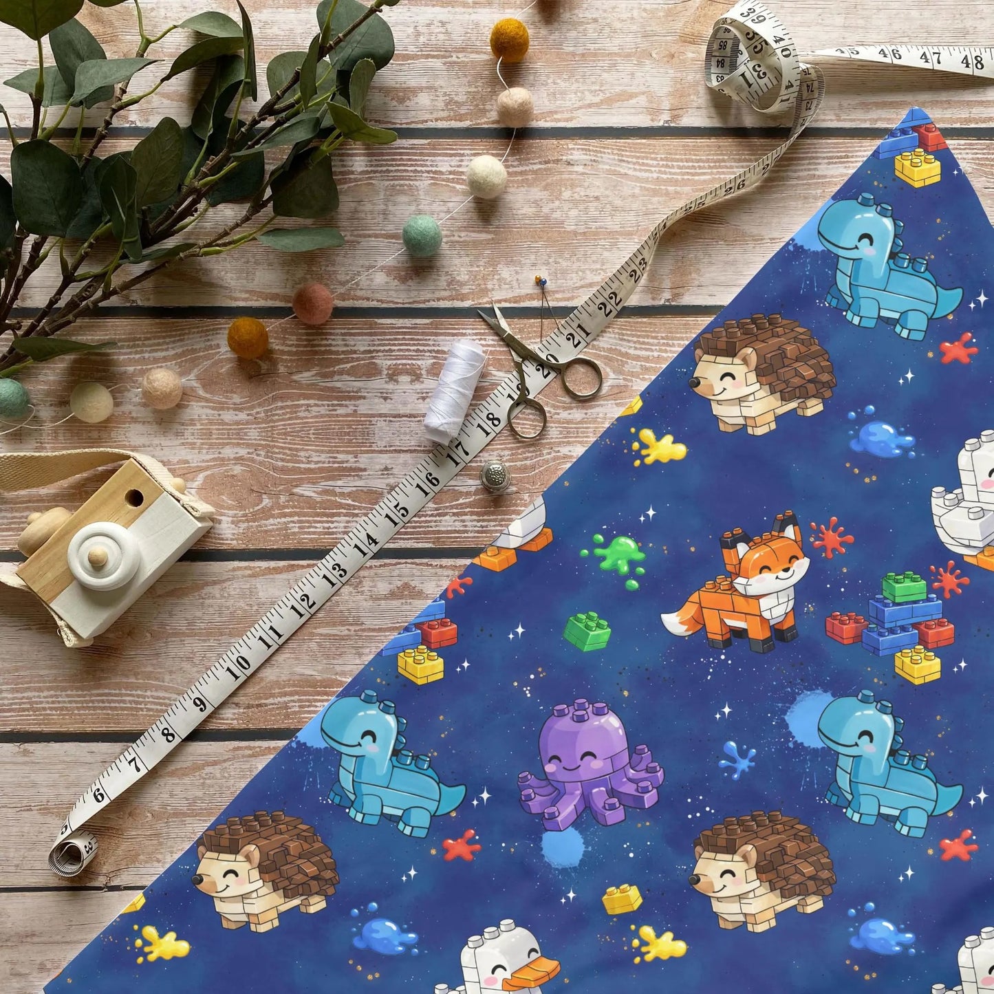 „Blocks World Stoff Meterware – ideal für Kinderkleidung & Bausteinmotive“