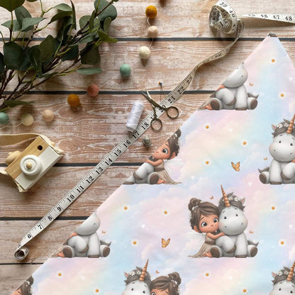 Fee und Einhorn Stoff Meterware für märchenhafte Kinderkleidung