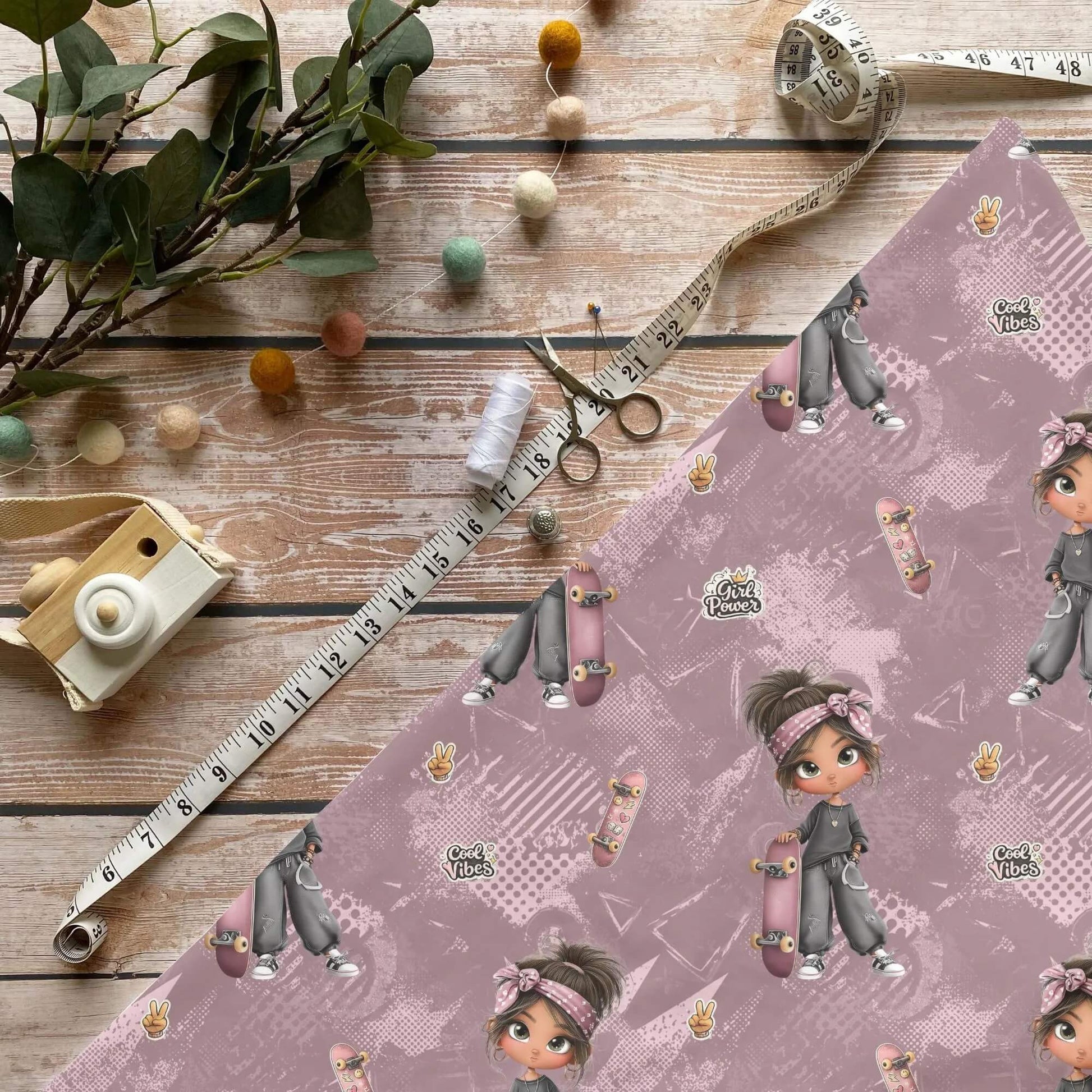 Girl Power Stoff Meterware für moderne Kinderkleidung