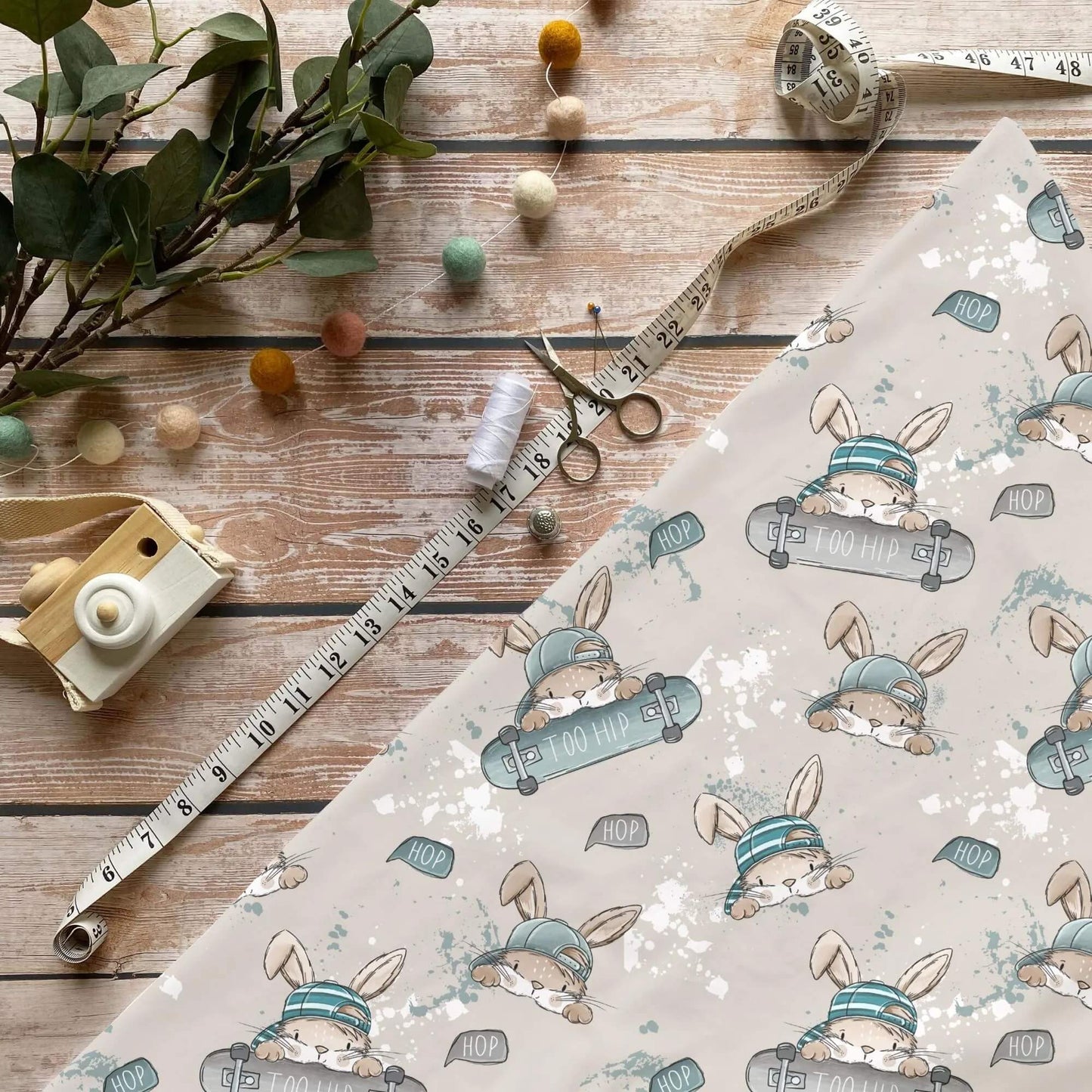 „Hase Cool Stoff Meterware – ideal für Kinderkleidung & Streetstyle-Motive“