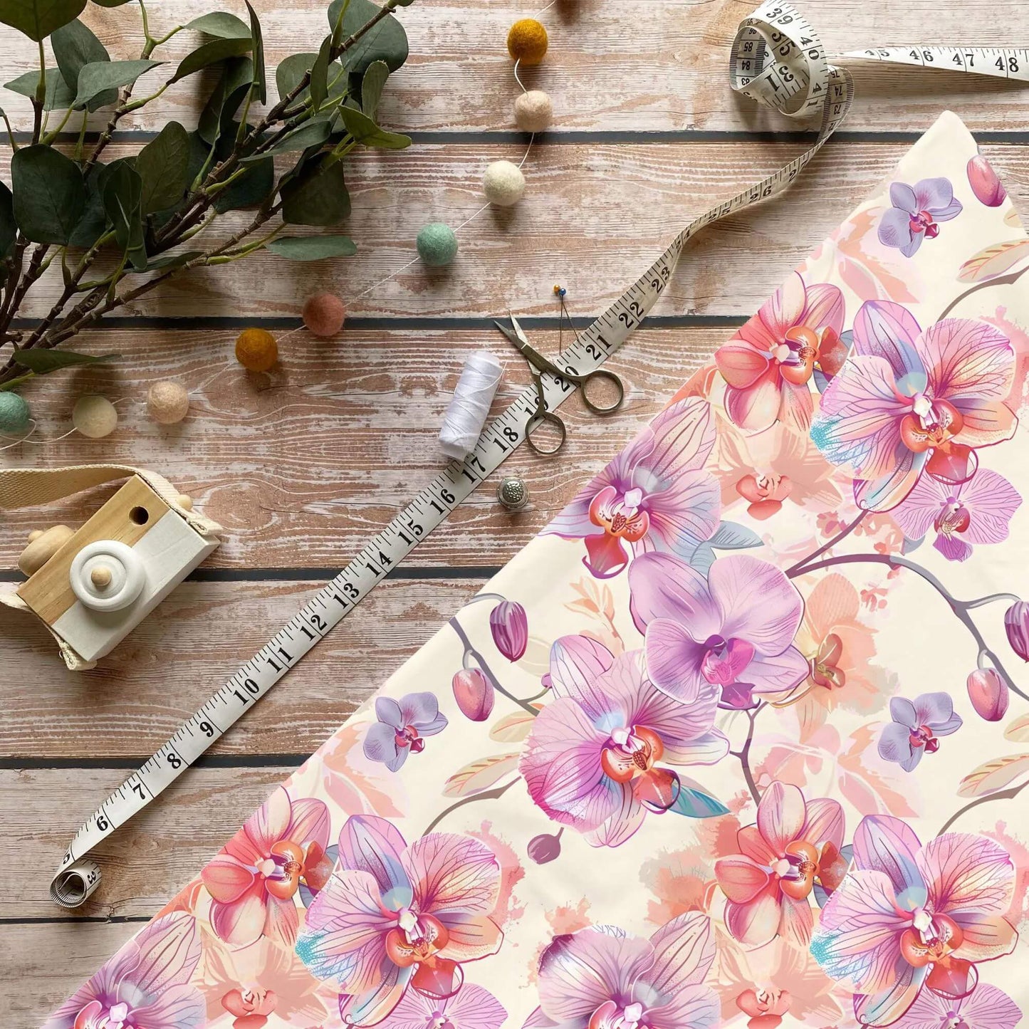 Orchideen Stoff Meterware für elegante Kinder‑ und Damenkleidung