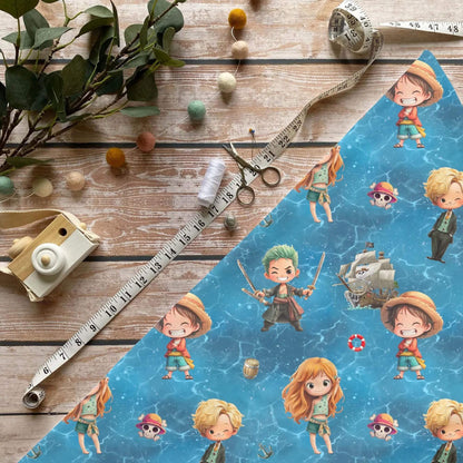 „Piratengruppe Stoff Meterware – ideal für Kinderkleidung & Abenteuer-Motive“