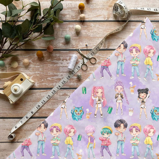 „Popband Stoff Meterware – ideal für Kinderkleidung & Musikmotive“