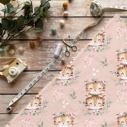„Tigerpaar Stoff Meterware – ideal für Kinderkleidung & Naturmotive“