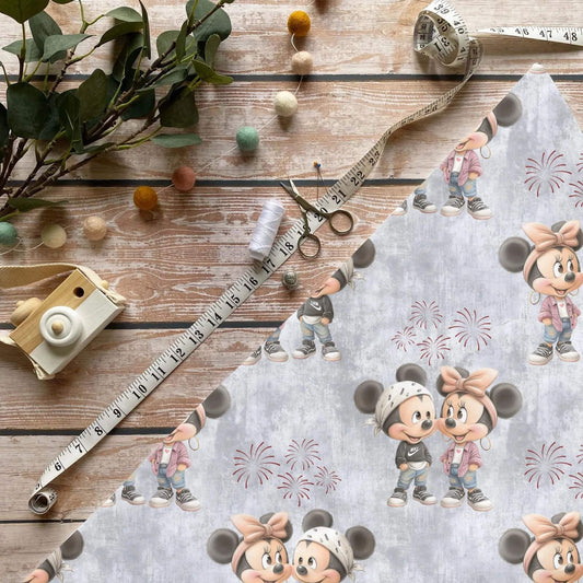 „cooles Mäusepaar Stoff Meterware – ideal für Kinderkleidung & Trendmotive“