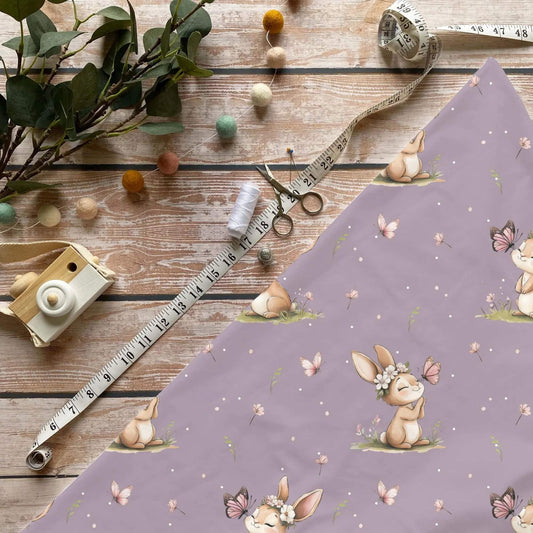 „Hase & Schmetterling Stoff Meterware – ideal für Kinderkleidung & Naturmotive“