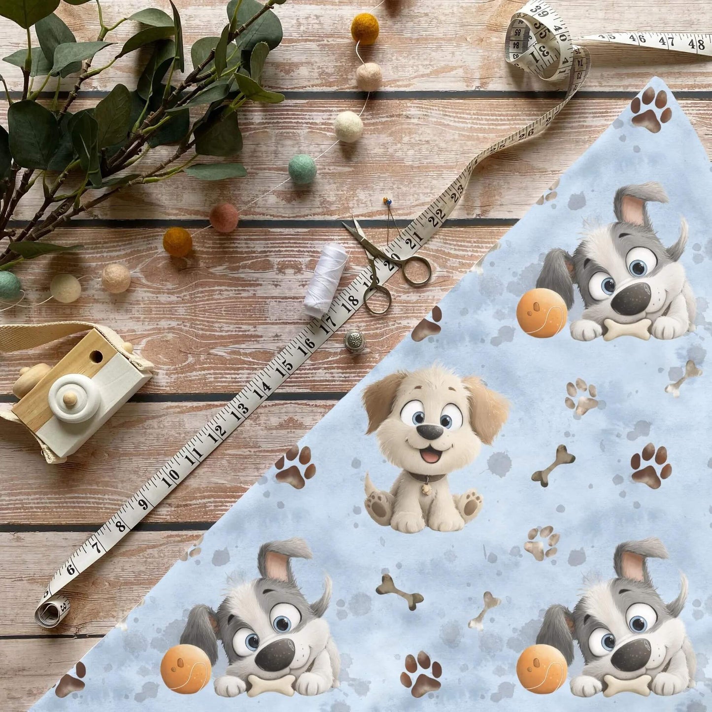 „Hunde Duo Stoff Meterware – ideal für Kinderkleidung & Tiermotive“