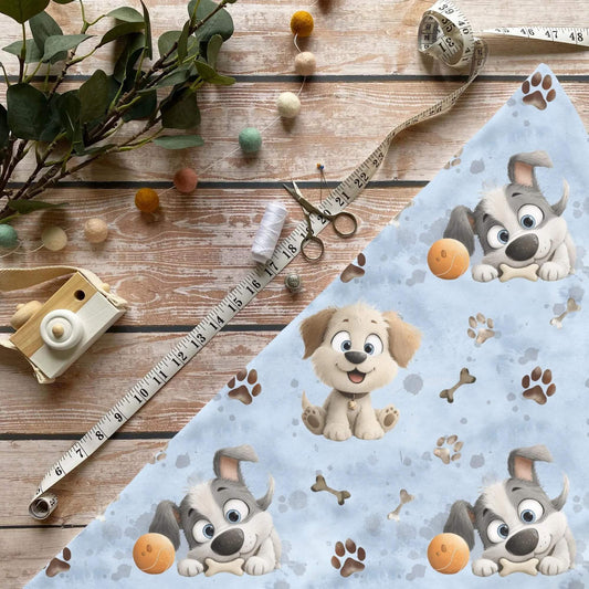 „Hunde Duo Stoff Meterware – ideal für Kinderkleidung & Tiermotive“