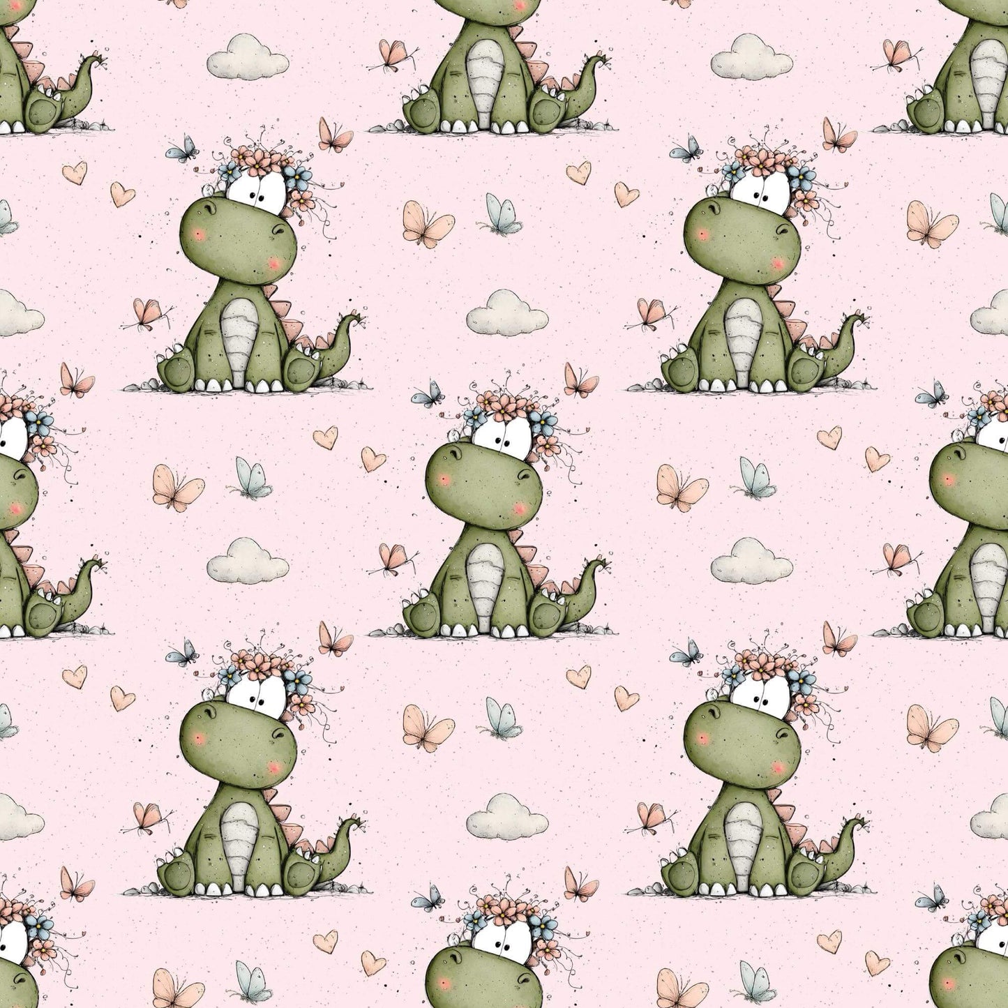Kinderstoffe Babystoffe Dino Stoff Pastell Schmetterlinge

