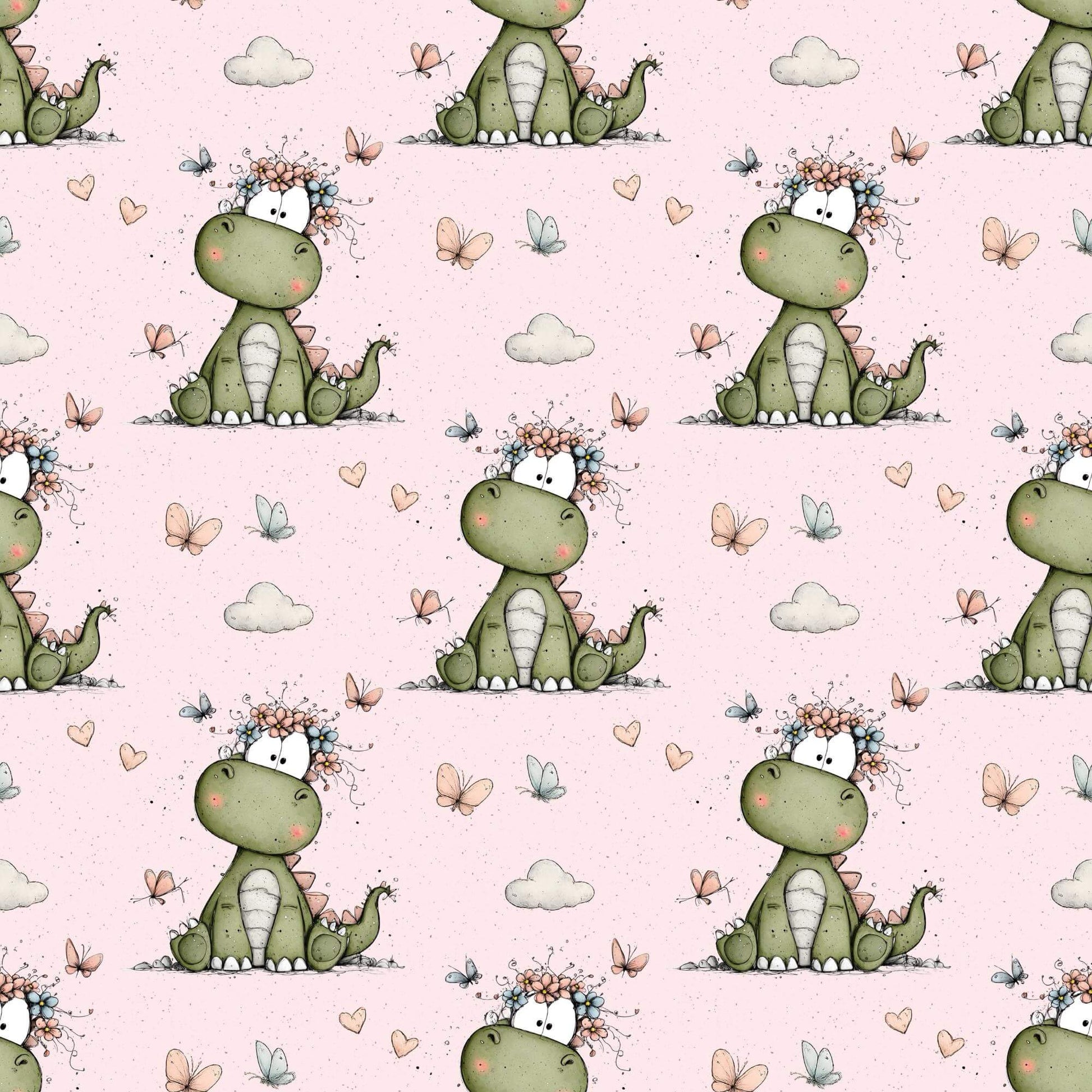 Kinderstoffe Babystoffe Dino Stoff Pastell Schmetterlinge

