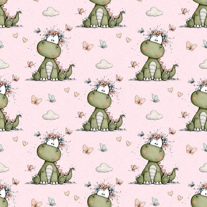 Kinderstoffe Babystoffe Dino Stoff Pastell Schmetterlinge
