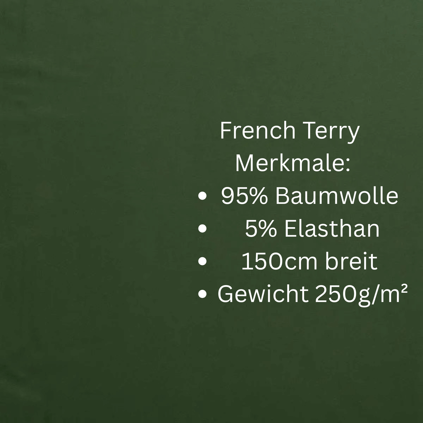 OEKO TEX 100 French Terry Meterware in Tannengrün – 0,5m Sweatstoff für DIY Kleidung
