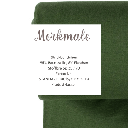 Strickbündchen OEKO TEX 100 in Tannengrün – Meterware 0,5m für elastische Abschlüsse
