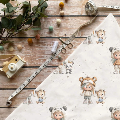 Tierfreunde Abenteuer French Terry – hochwertiger Kinderstoff mit Tierfreunden
