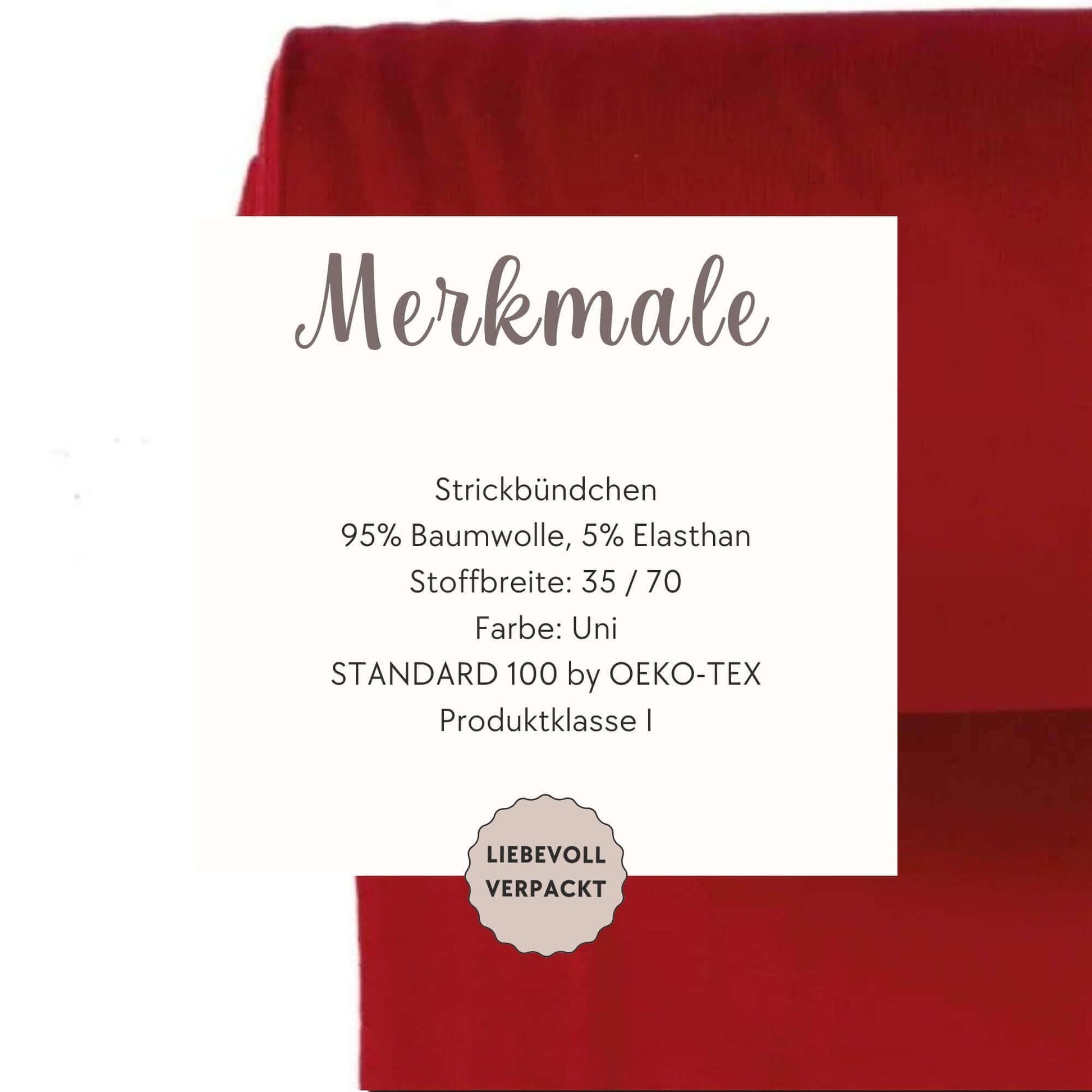 Bündchen Rot Meterware – hochwertiges Strickbündchen OEKO TEX 100 für Nähprojekte
