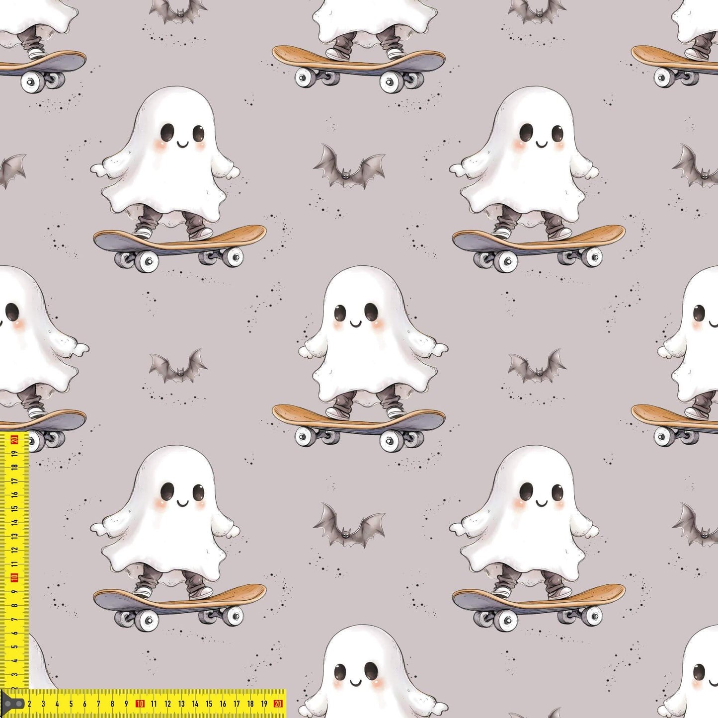Stoff Meterware Halloween Geist mit Fledermäusen für Kinderkleidung
