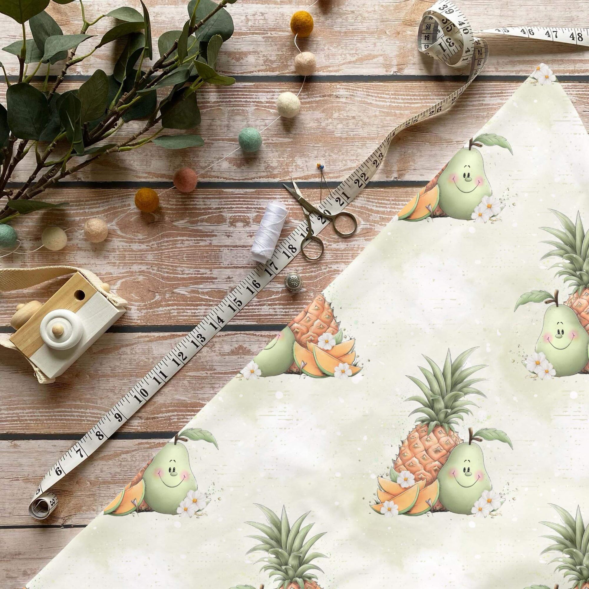 „Früchte Stoff Meterware – ideal für Kinderkleidung & Sommermotive“