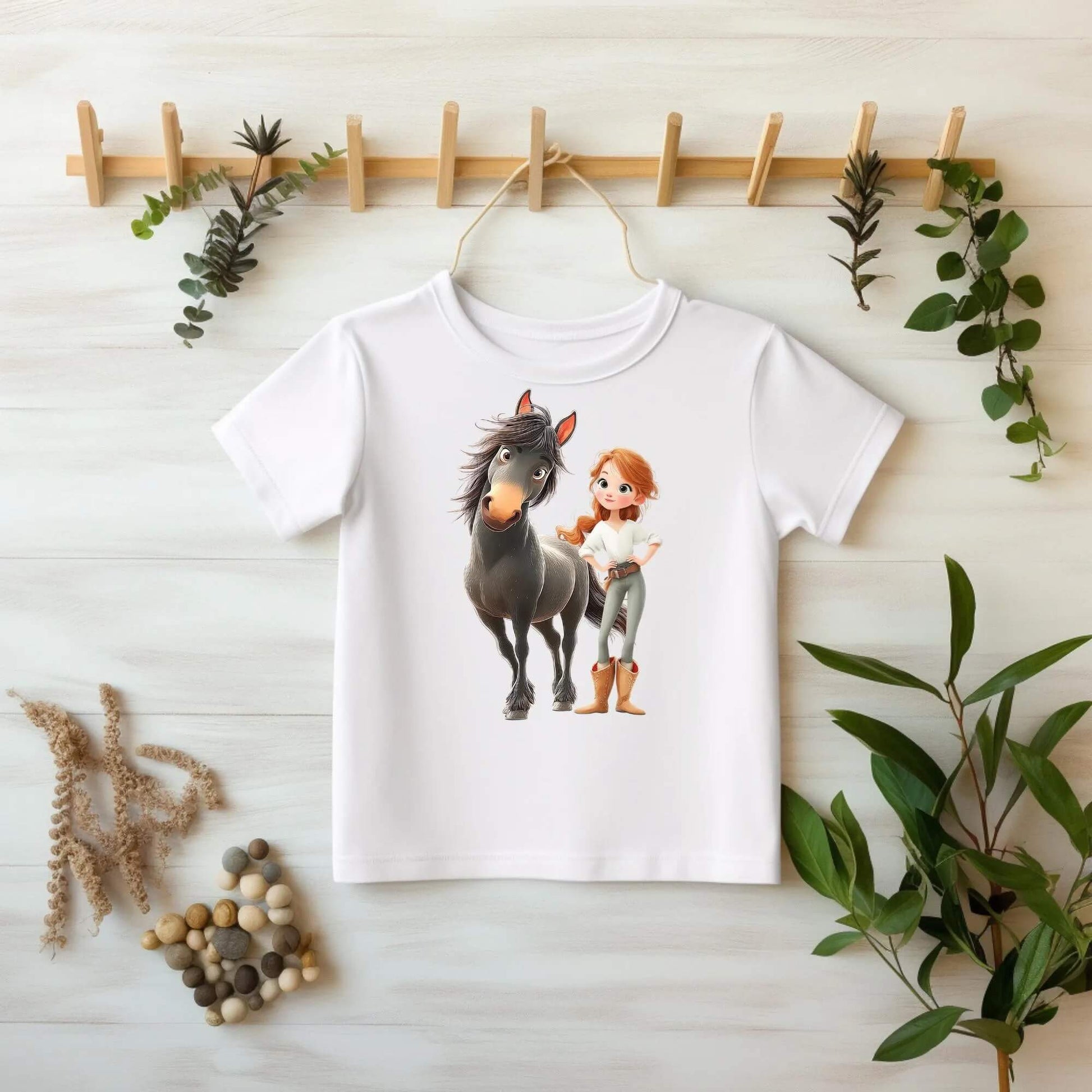 Pferde Mädchen DTF Bügelbild DIY Kinderkleidung
