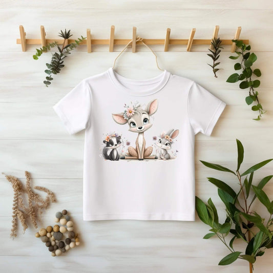 Reh Stinktier Hase Bügelbild Kinder T-Shirt DTF Waldtiere
