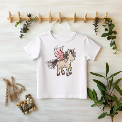 Einhorn Bügelbild Katzengold Kinder T-Shirt DTF 17x18 cm
