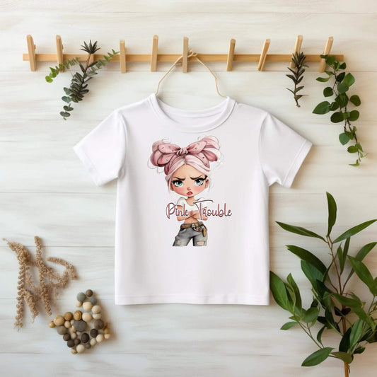 freches Mädchen Bügelmotiv DIY Kinderkleidung Statement Design
