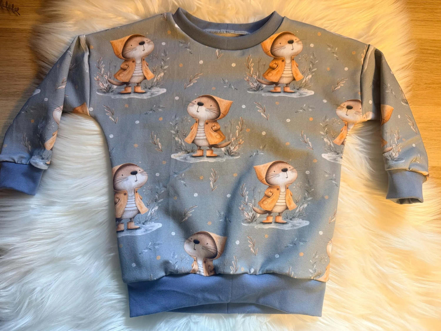 „French Terry Pullover für Jungen und Mädchen – Ottermotiv, OEKO TEX 100“