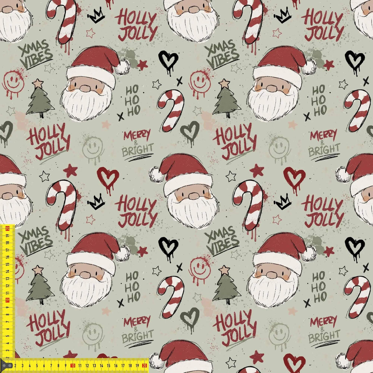 Nahaufnahme Jersey Stoff Xmas Vibes, weiche Baumwollqualität OEKO-TEX 100 zertifiziert für Babystoffe