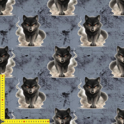 Nahaufnahme Jersey Stoff Wolf, weiche Baumwollqualität OEKO-TEX 100 zertifiziert für Babystoffe