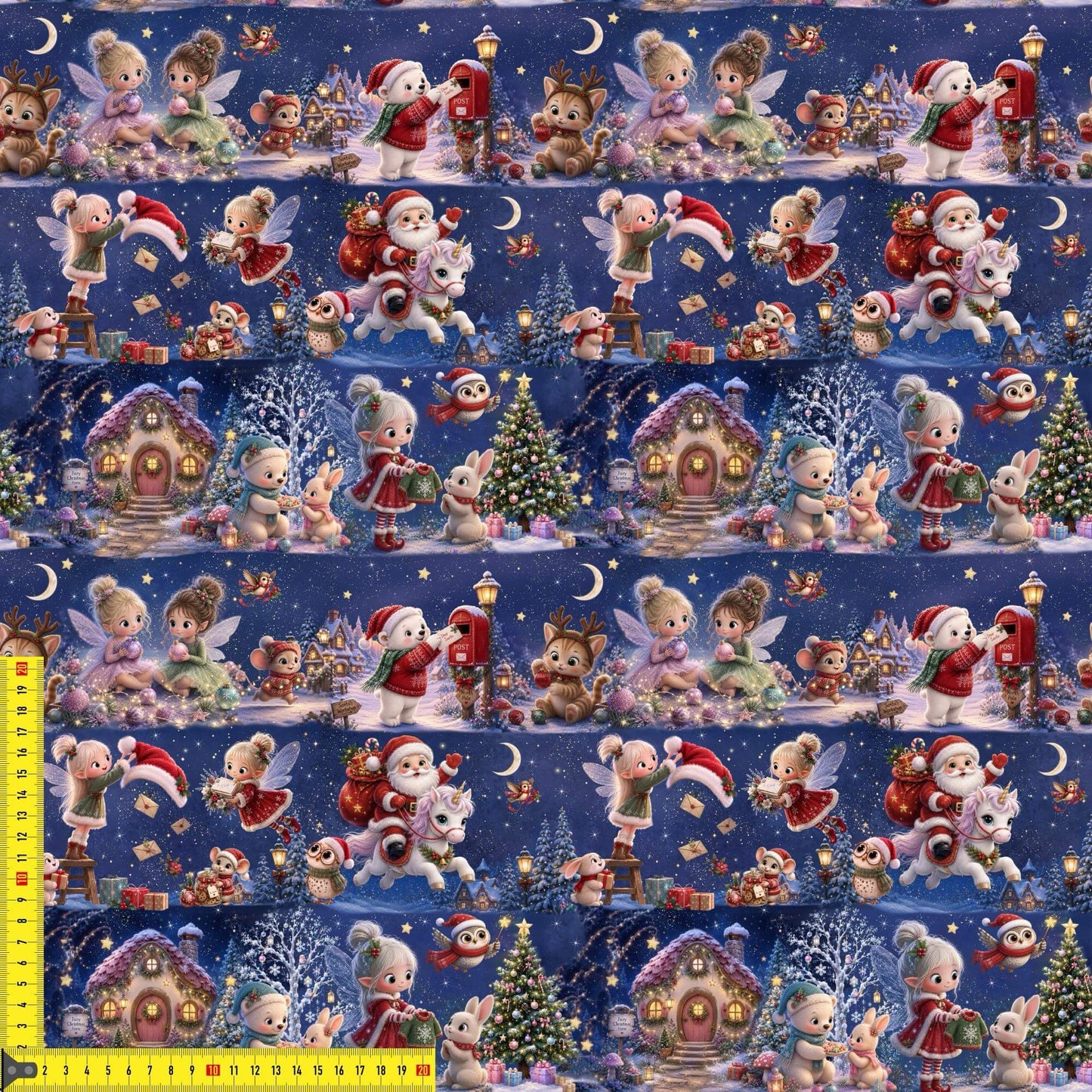 Nahaufnahme Jersey Stoff Magische Weihnachtsnacht, weiche Baumwollqualität OEKO-TEX 100 zertifiziert für Babystoffe