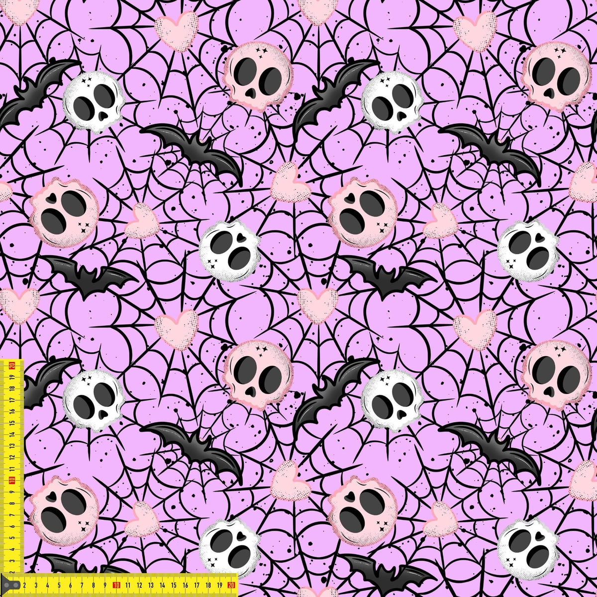 Nahaufnahme Jersey Stoff Skull Love, weiche Baumwollqualität OEKO-TEX 100 zertifiziert für Babystoffe