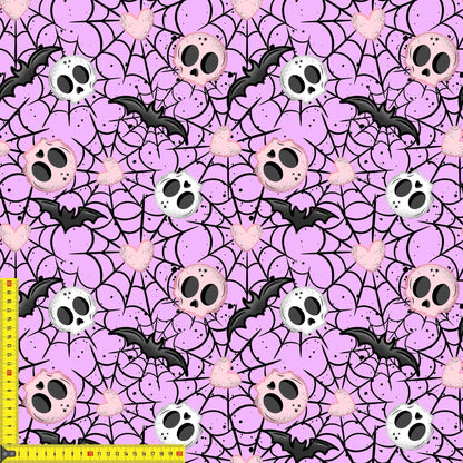 Nahaufnahme Jersey Stoff Skull Love, weiche Baumwollqualität OEKO-TEX 100 zertifiziert für Babystoffe