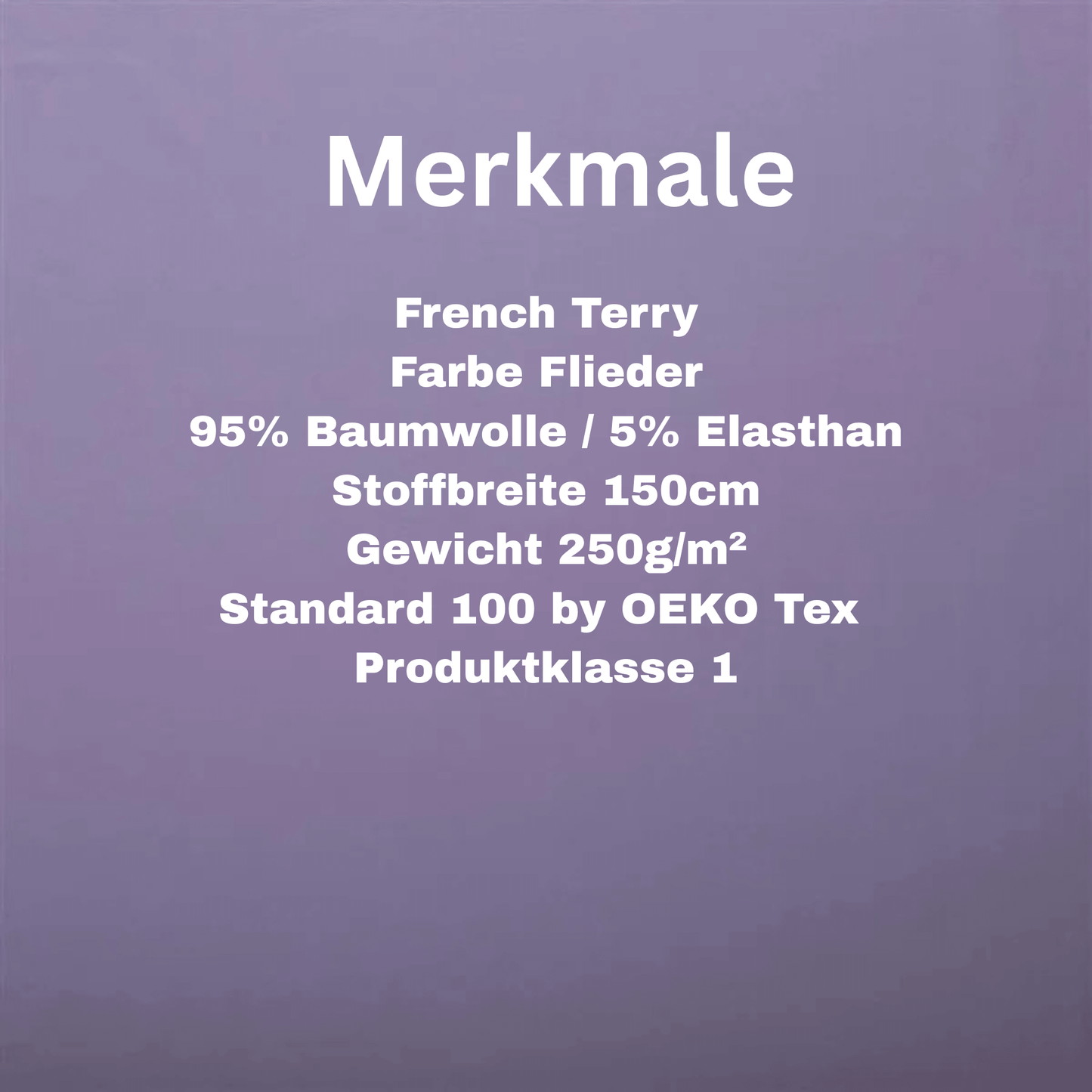French Terry Flieder Meterware OEKO TEX 100 Baumwollstoff
