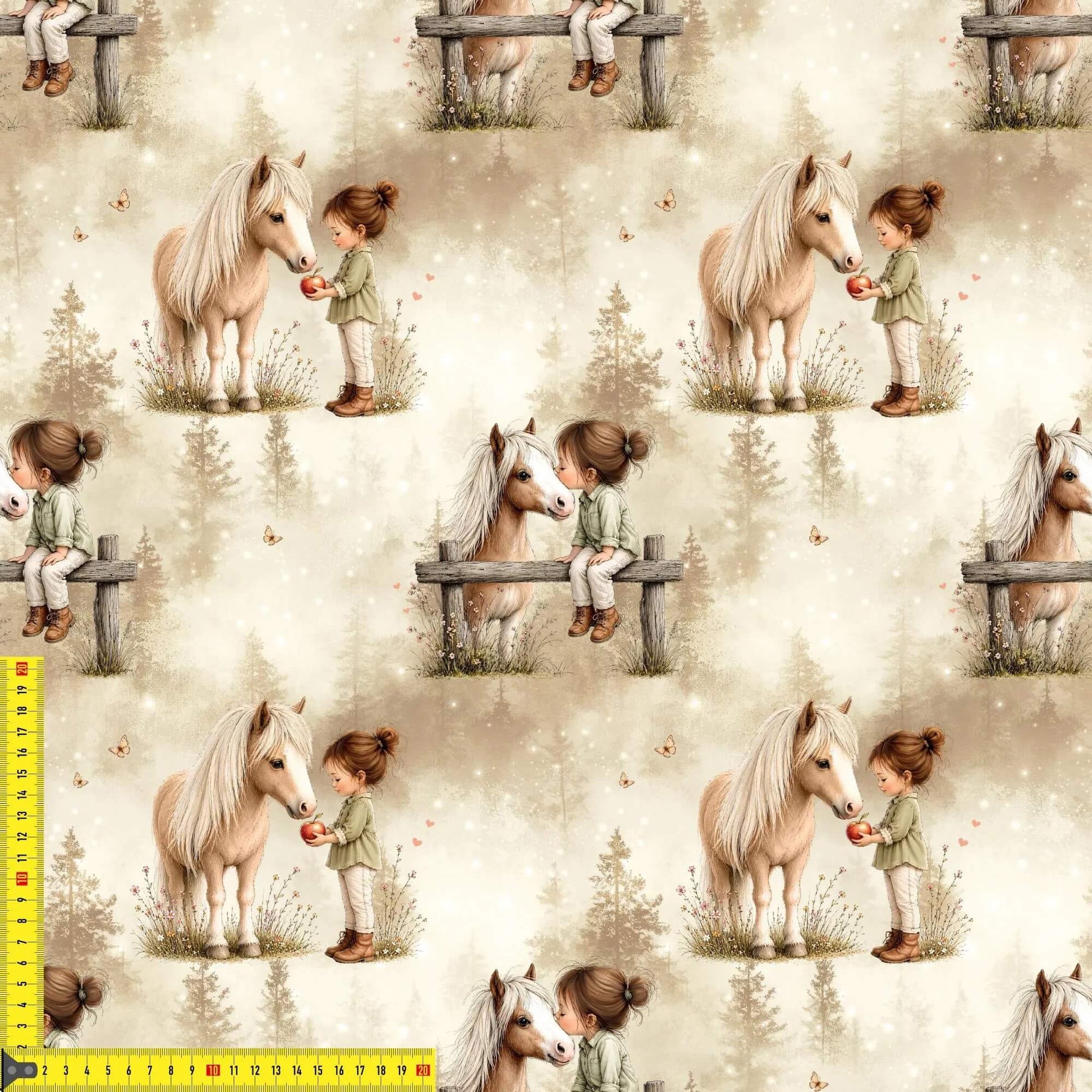 Jersey Stoff mit Mädchen und Pony für Baby- und Kinderkleidung aus OEKO-TEX Baumwolljersey