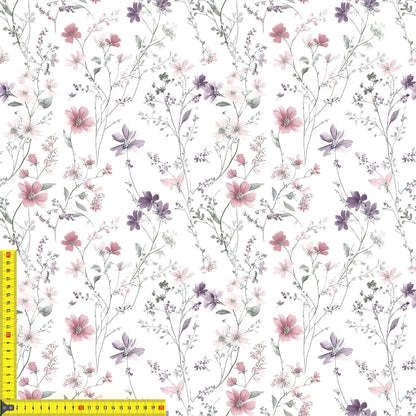 Rib Jersey Meterware Zarte Frühlingsblüten Kinderstoffe Babystoffe