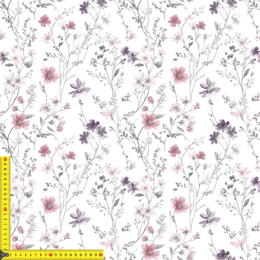 Rib Jersey Meterware Zarte Frühlingsblüten Kinderstoffe Babystoffe