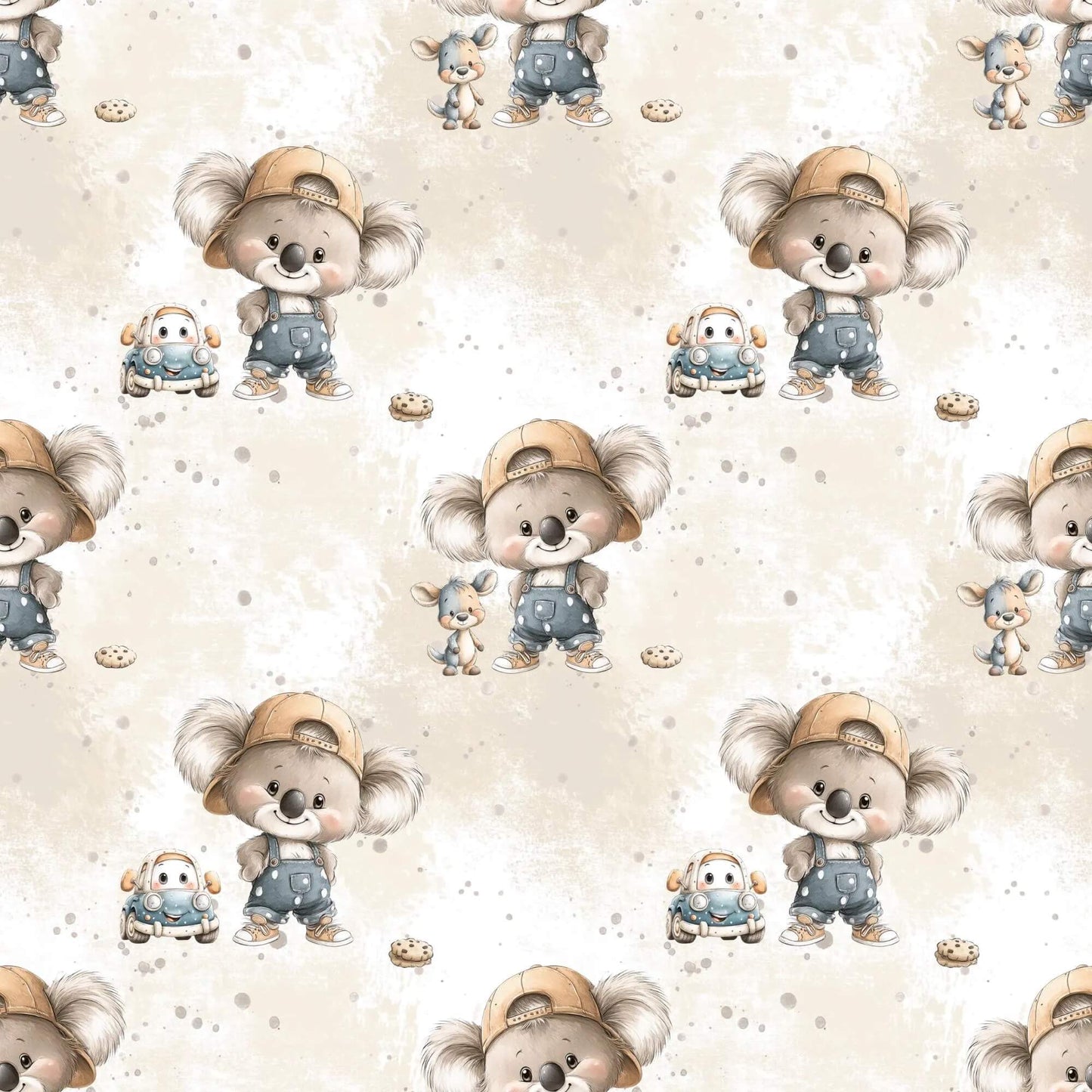Jersey Stoff Koala Kinder Baby Auto Muster
