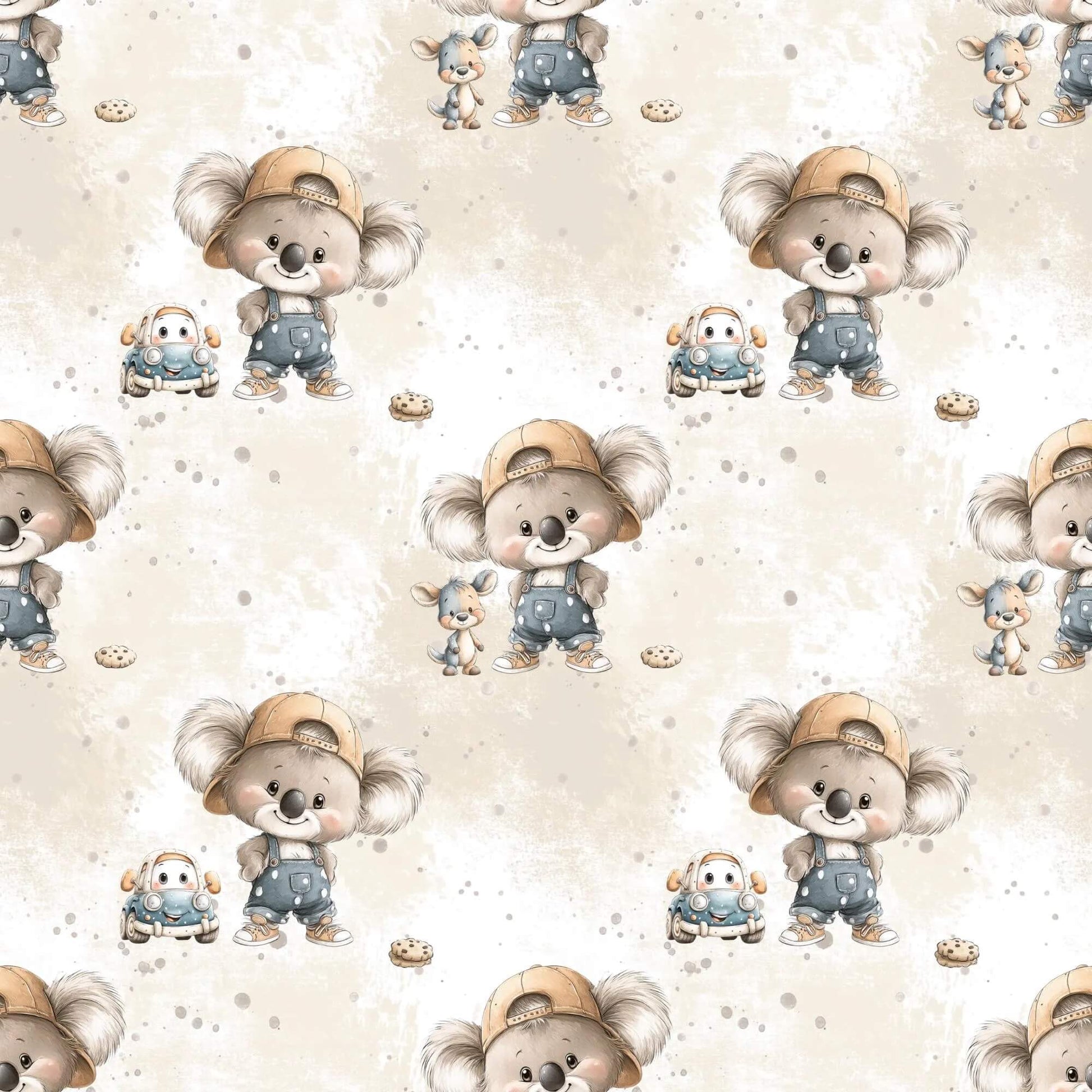 Jersey Stoff Koala Kinder Baby Auto Muster

