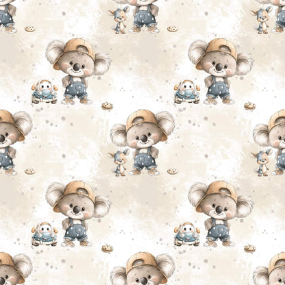 Jersey Stoff Koala Kinder Baby Auto Muster

