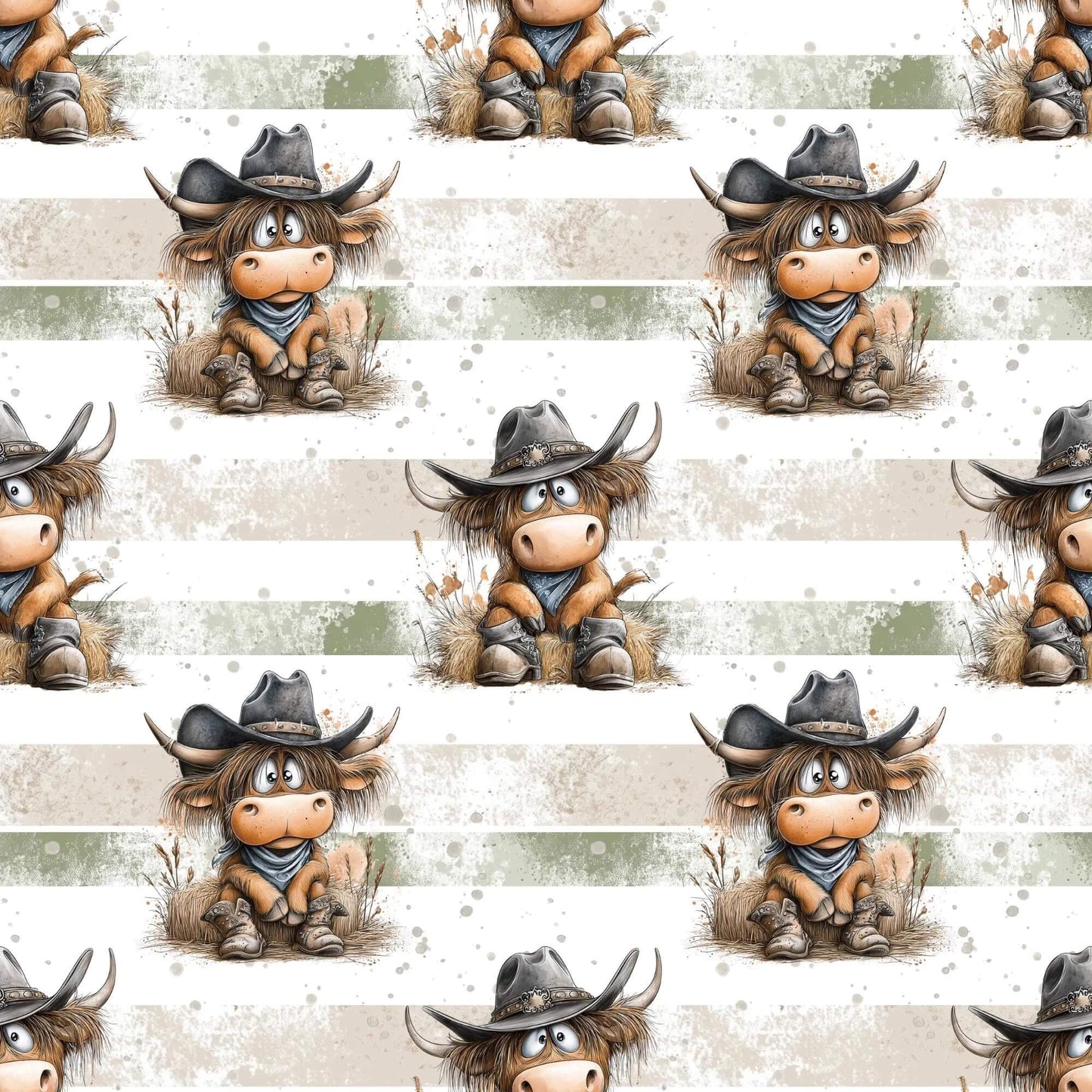 Jersey Stoff Kuh Kinder Baby Western Muster
