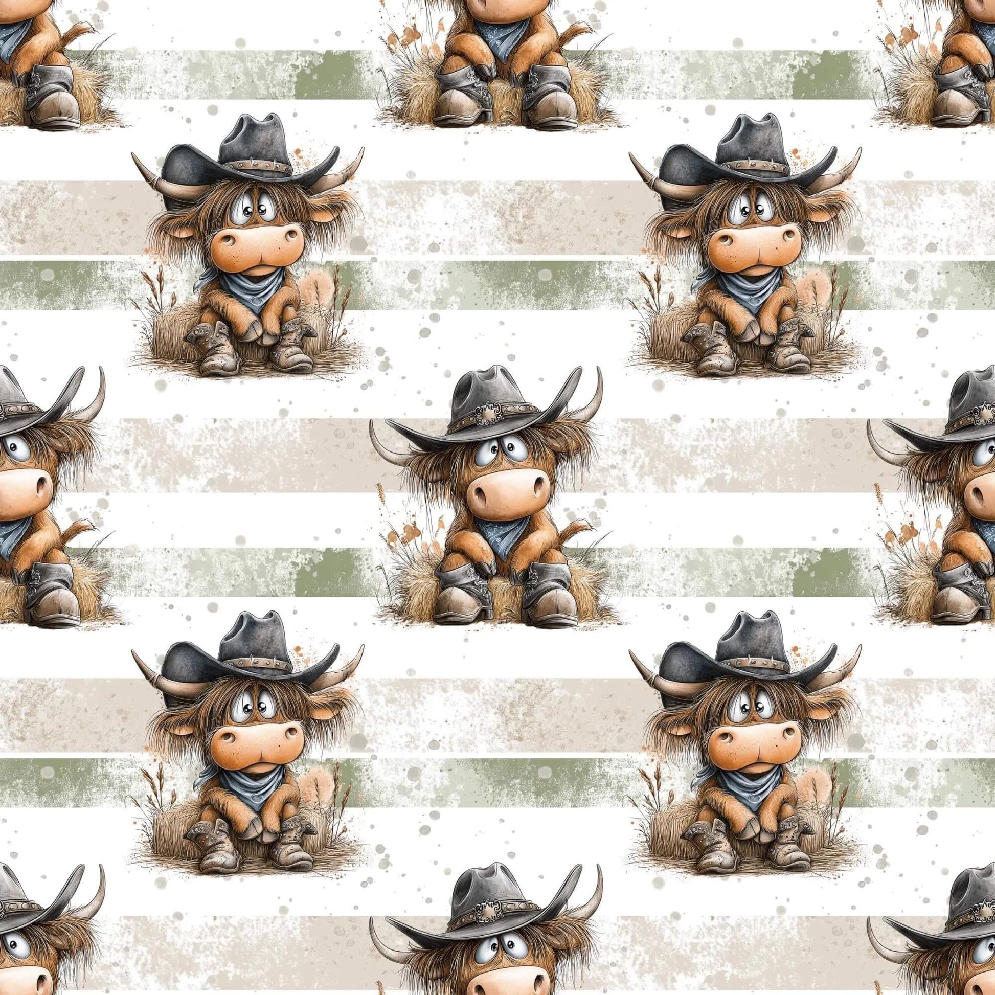 Jersey Stoff Kuh Kinder Baby Western Muster
