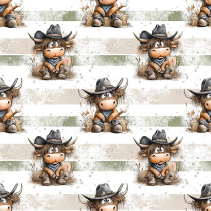 Jersey Stoff Kuh Kinder Baby Western Muster
