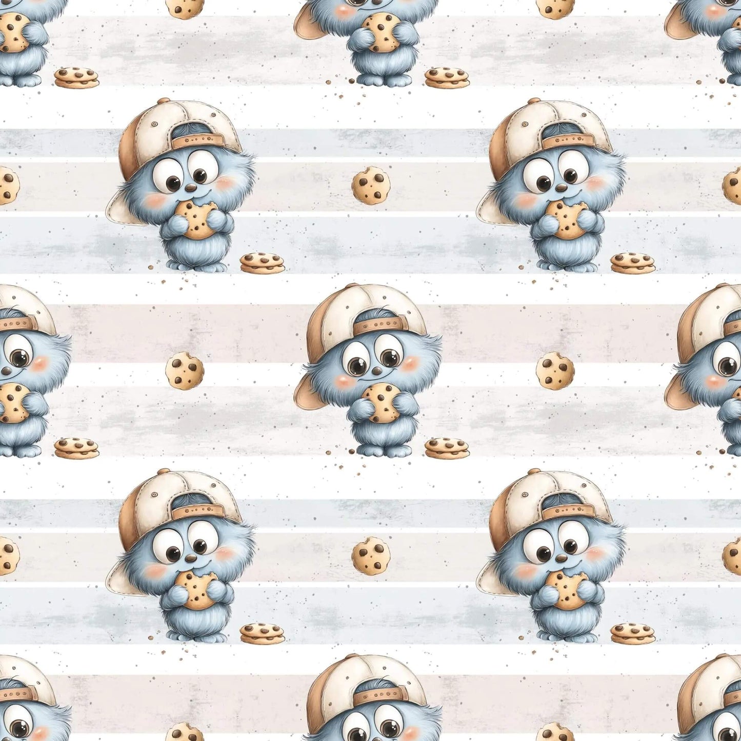 Jersey Stoff Monster Kinder Baby Kekse Muster
