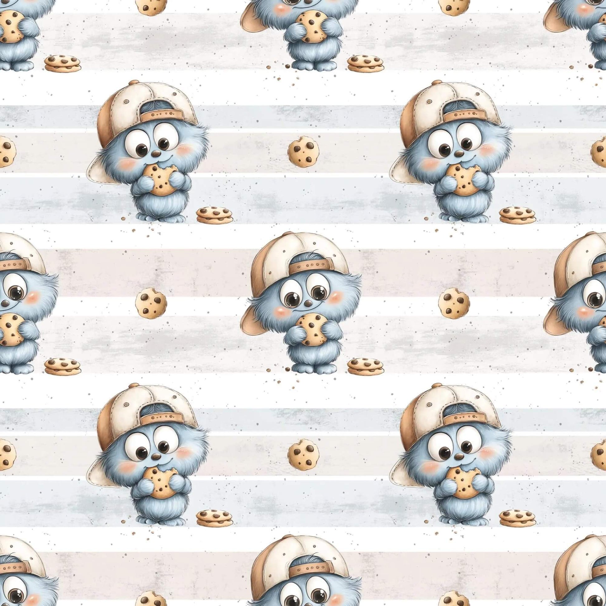 Jersey Stoff Monster Kinder Baby Kekse Muster
