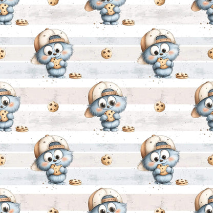 Jersey Stoff Monster Kinder Baby Kekse Muster
