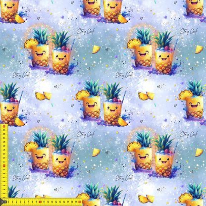 Stoff Meterware tropisch Sommer Kinderstoffe Ananas Muster
